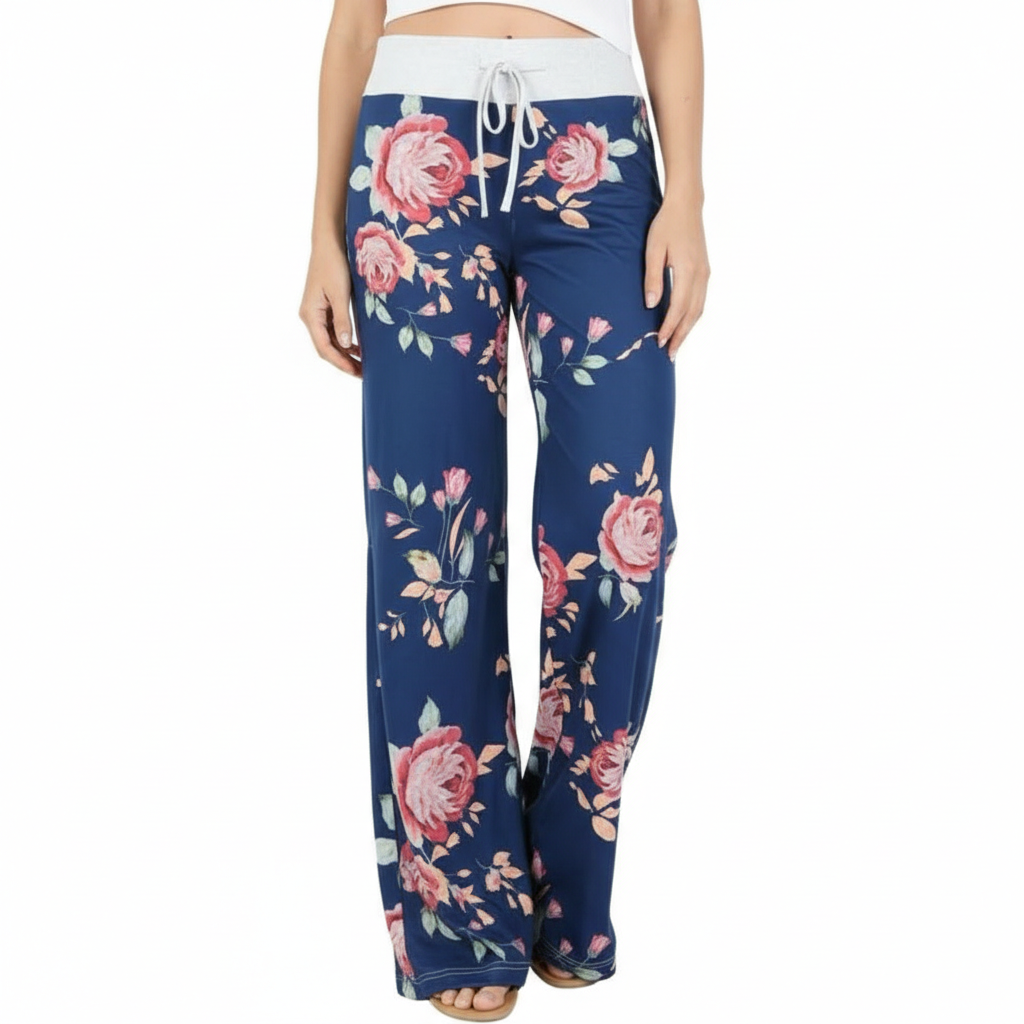Stretch Floral Palazzo Lounge Pants for Women