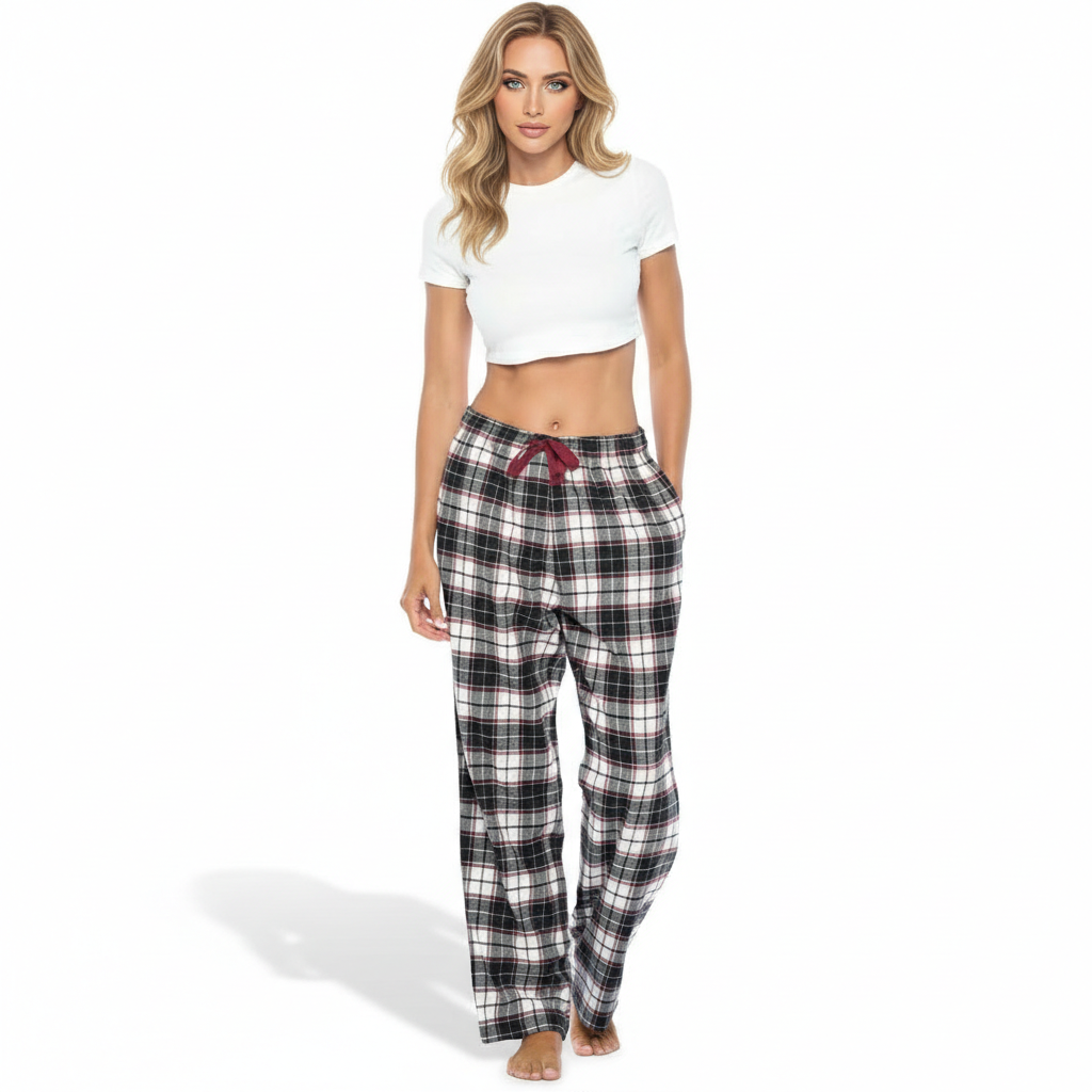 Lounge Pajama Pants With Checkered Pattern For Women