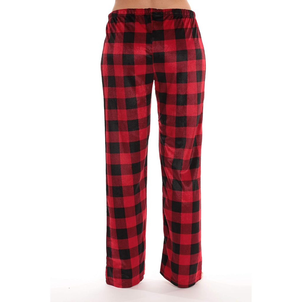 Silky Fleece Plaid Pajama Pants Women