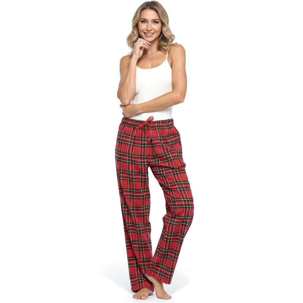 Lounge Pajama Pants With Checkered Pattern For Women