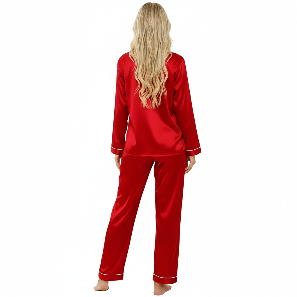 Classic Long Sleeve Button Pajama Set For Women