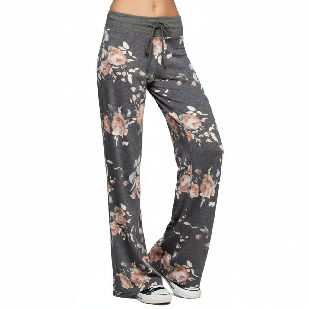 Stretch Floral Palazzo Lounge Pants for Women