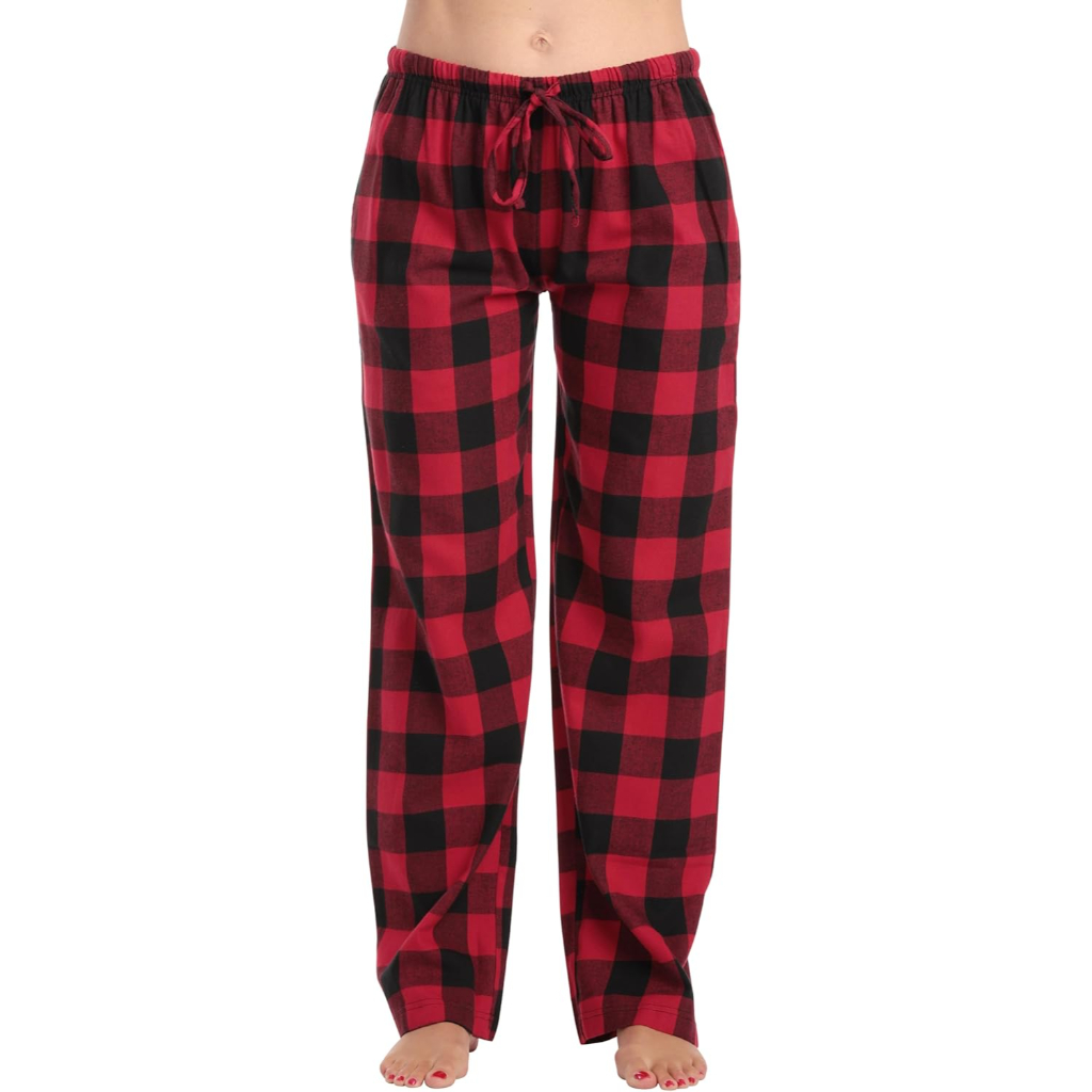 Plush Pajama Pants For Women With Buffalo Plaid Style