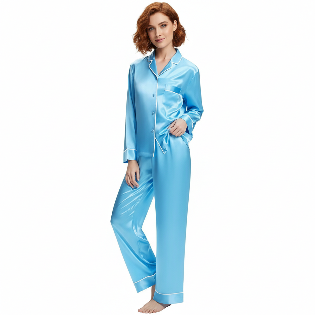 Two Piece Button Down Sleepwear Pajama Sets For Women
