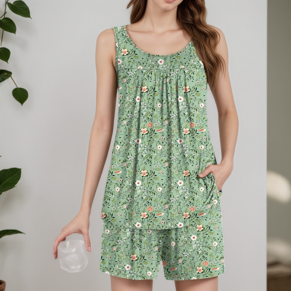 Set Of 2 Piece Shorts Sleepwear With Pockets