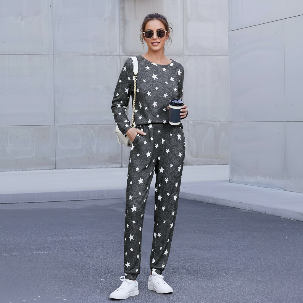 Soft Print Pajama Set Lounge for Women