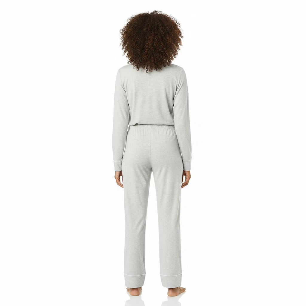 Modal Long Sleeve Shirt Full Length Pajama Set For Women