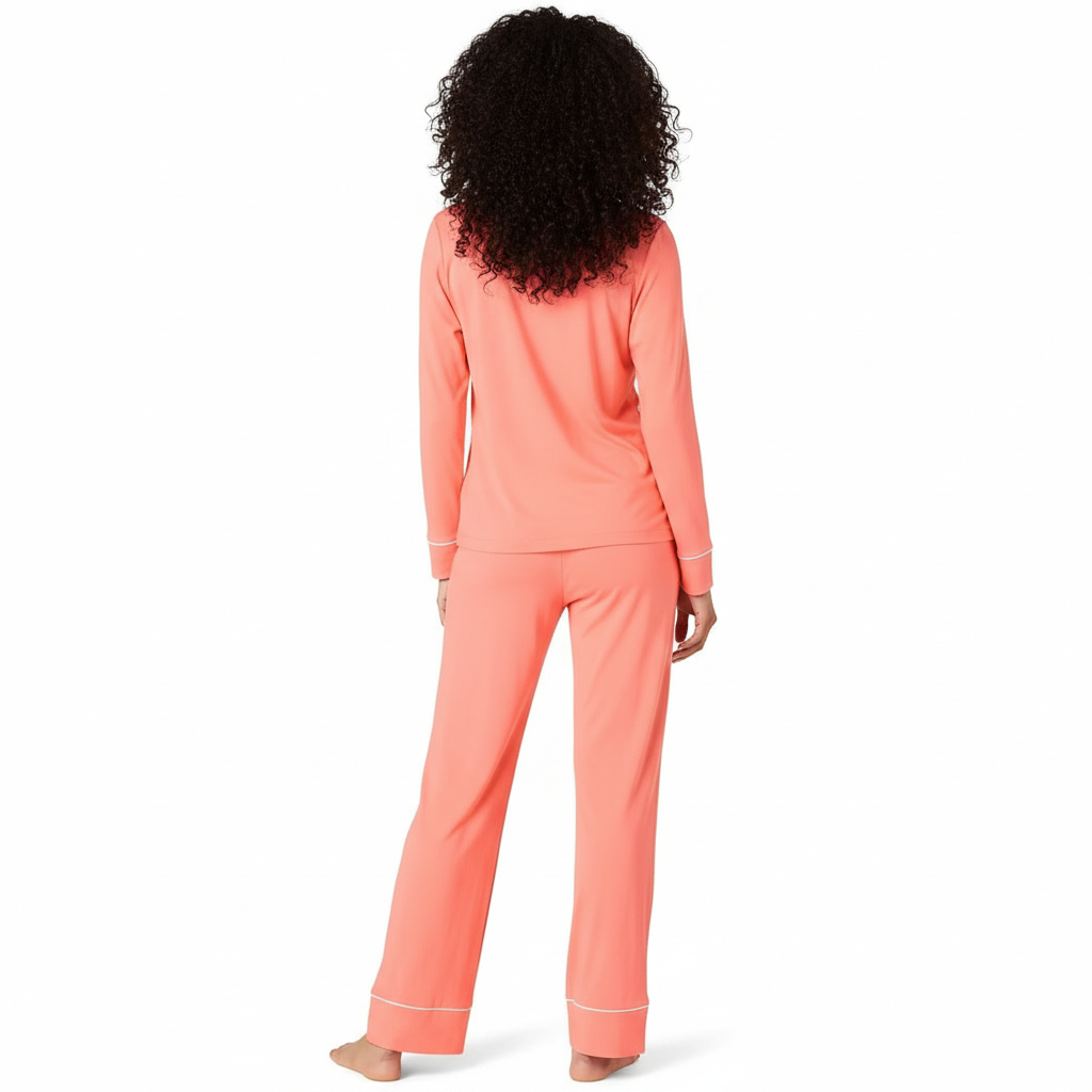 Modal Long Sleeve Shirt Full Length Pajama Set For Women