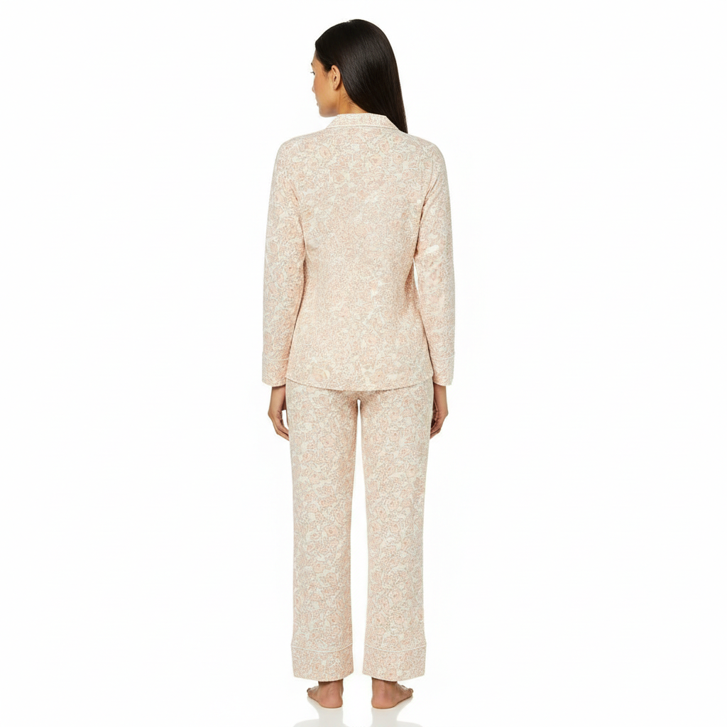 Modal Long Sleeve Shirt Full Length Pajama Set For Women