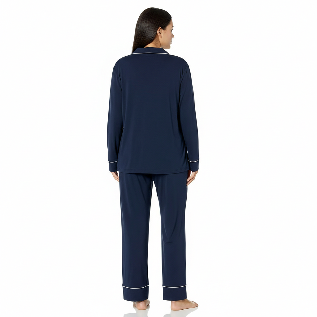 Modal Long Sleeve Shirt Full Length Pajama Set For Women