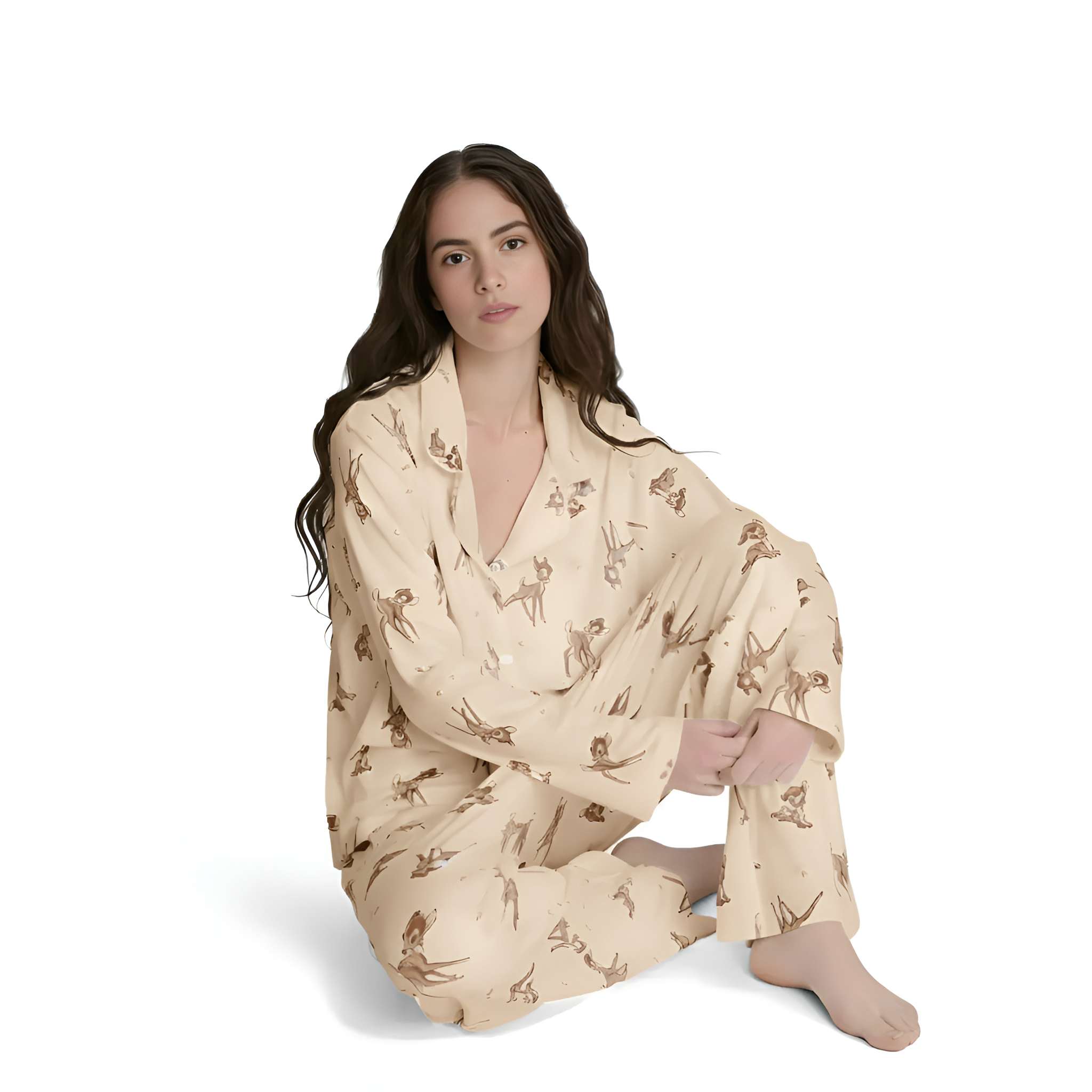Bambi Printed Long Sleeve Pajama Set