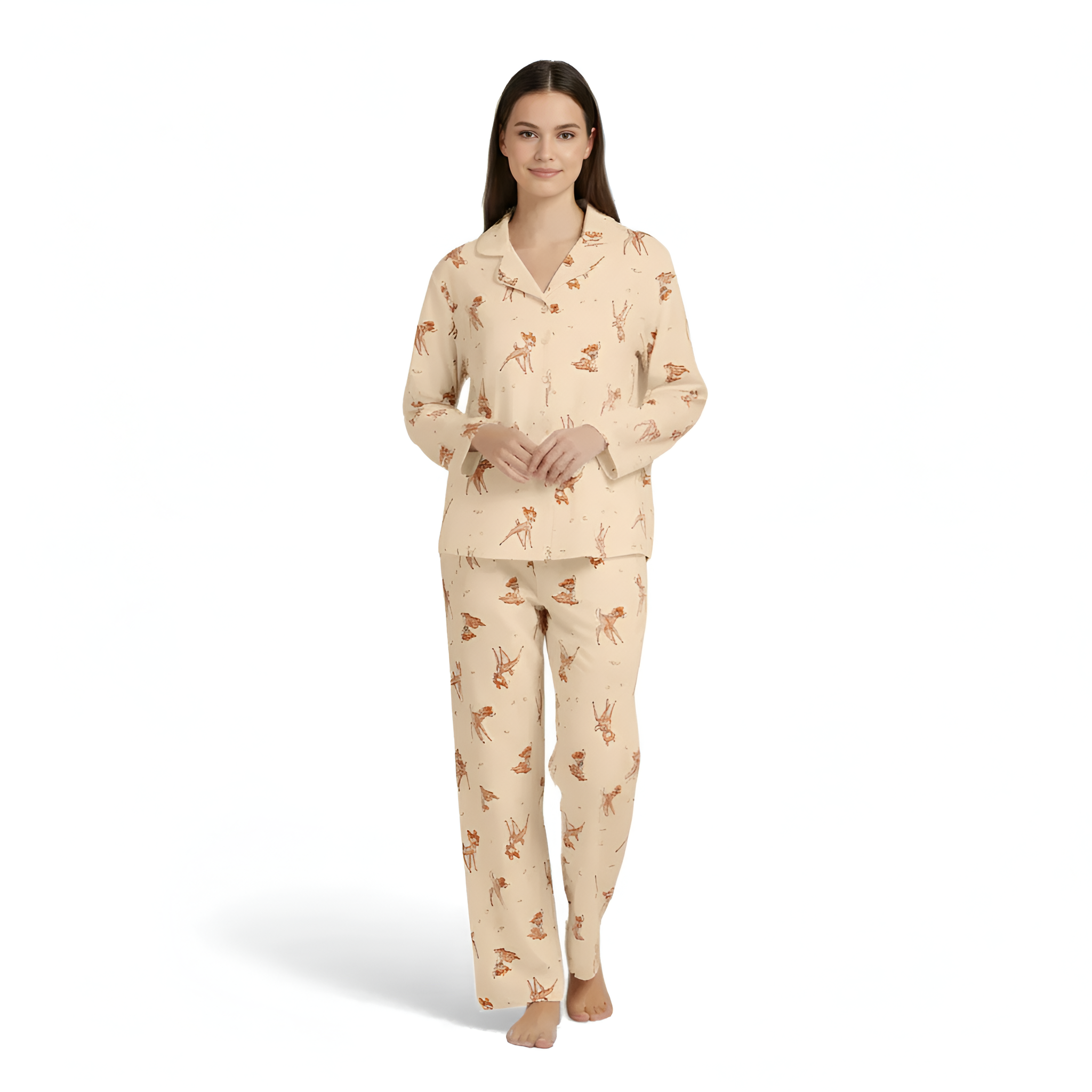 Bambi Printed Long Sleeve Pajama Set