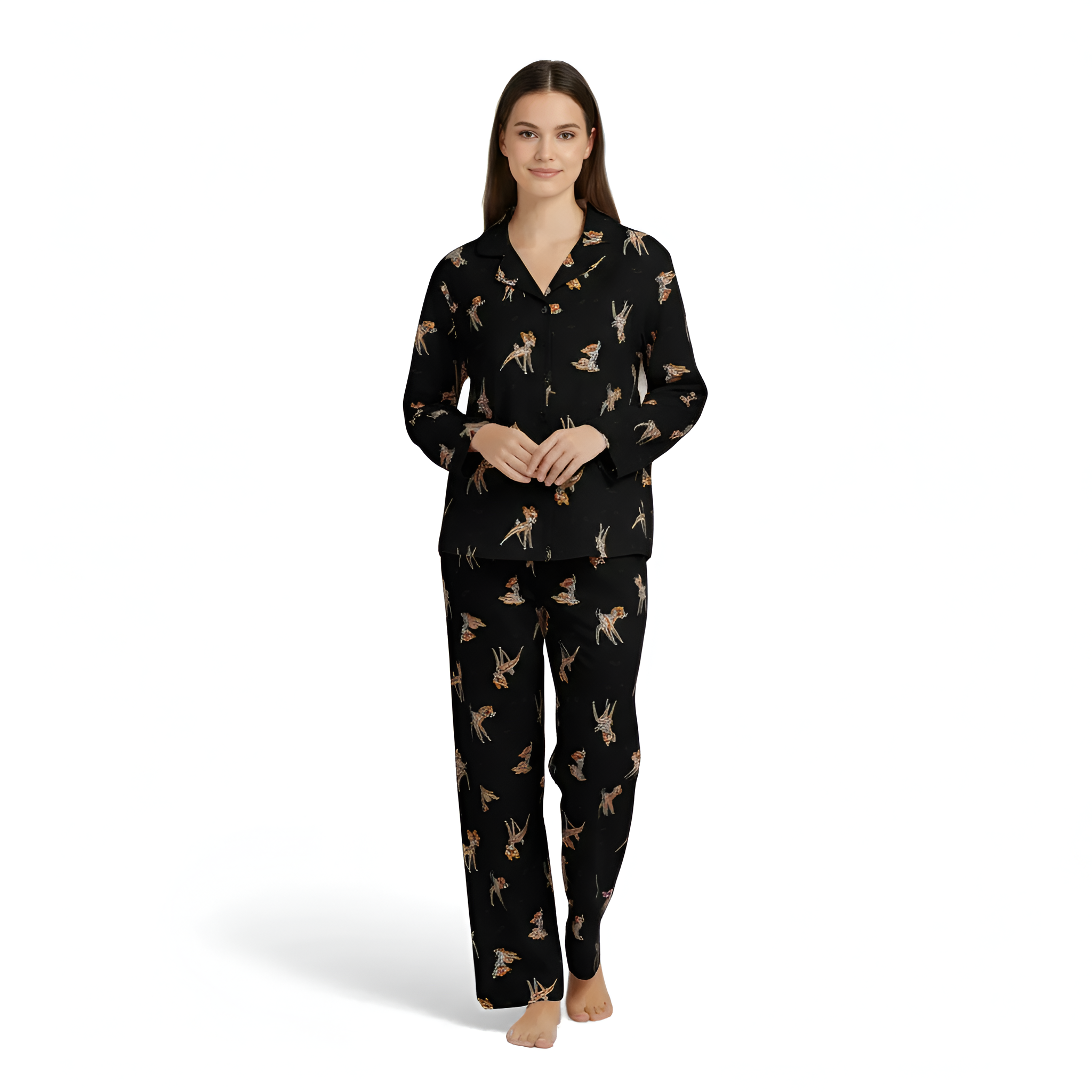 Bambi Printed Long Sleeve Pajama Set