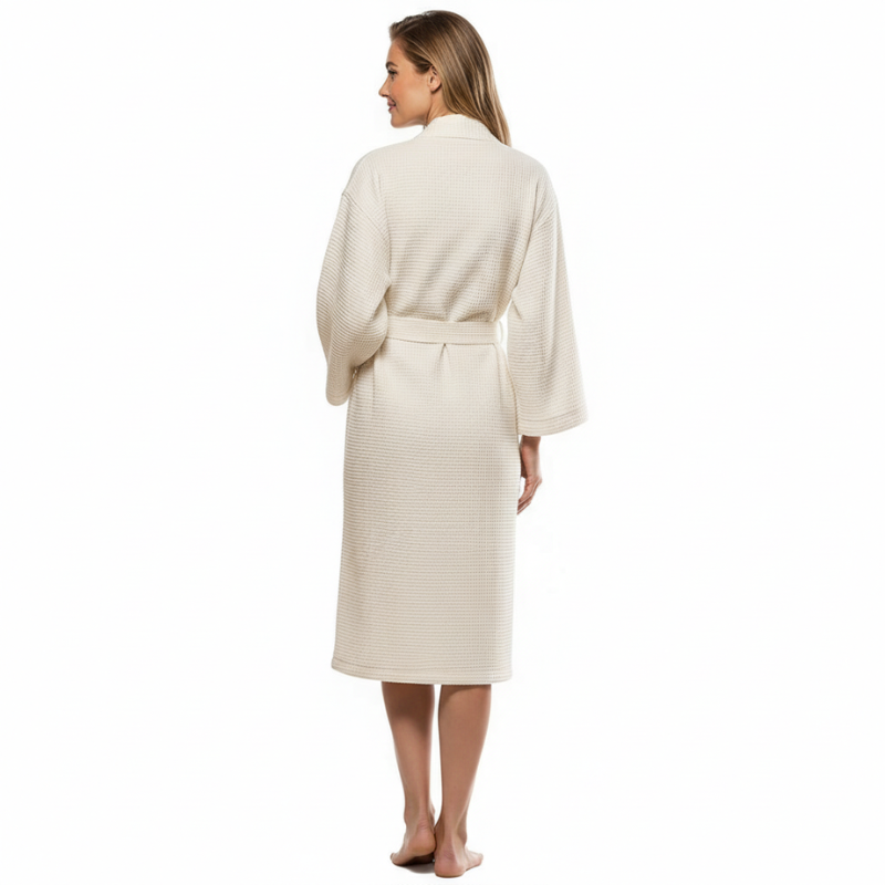 Lightweight Waffle Kimono Style Full Length Bathrobe