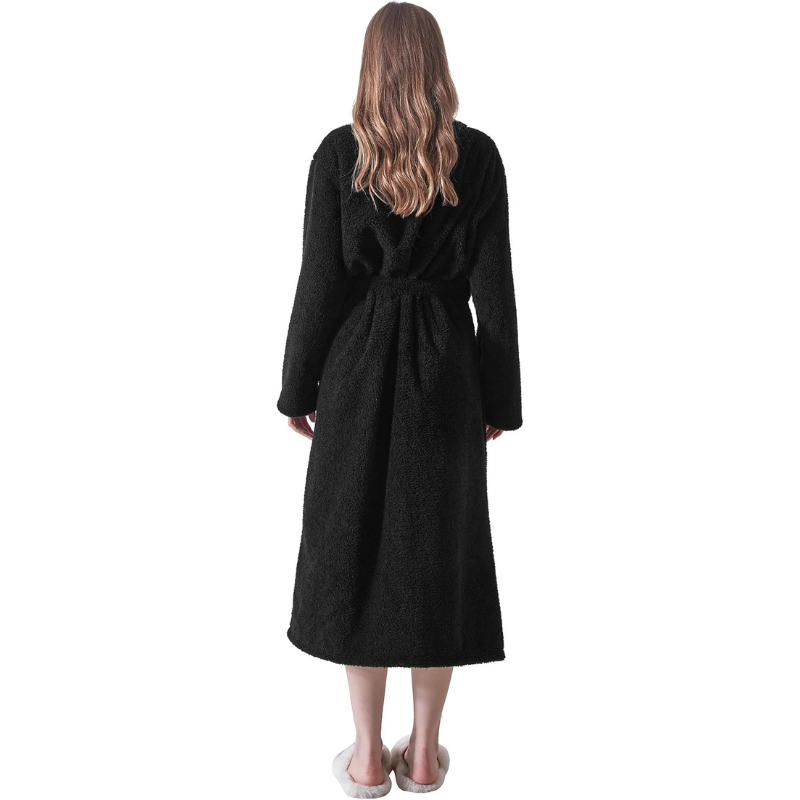 Fleece Shawl Collar Design Bathrobe For Women