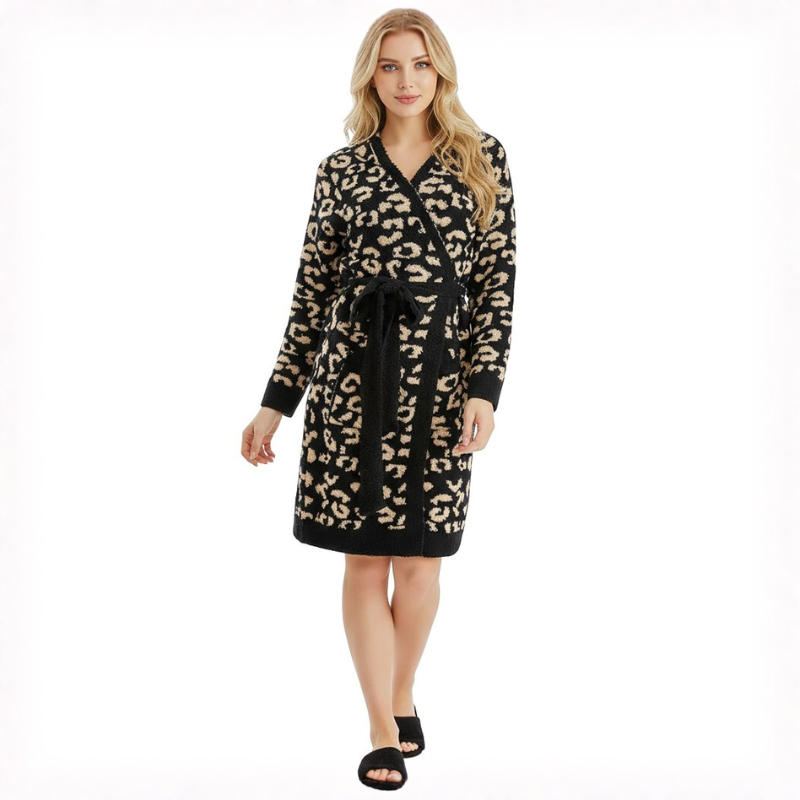 Lightweight Hooded Wrap Design Bathrobe For Women