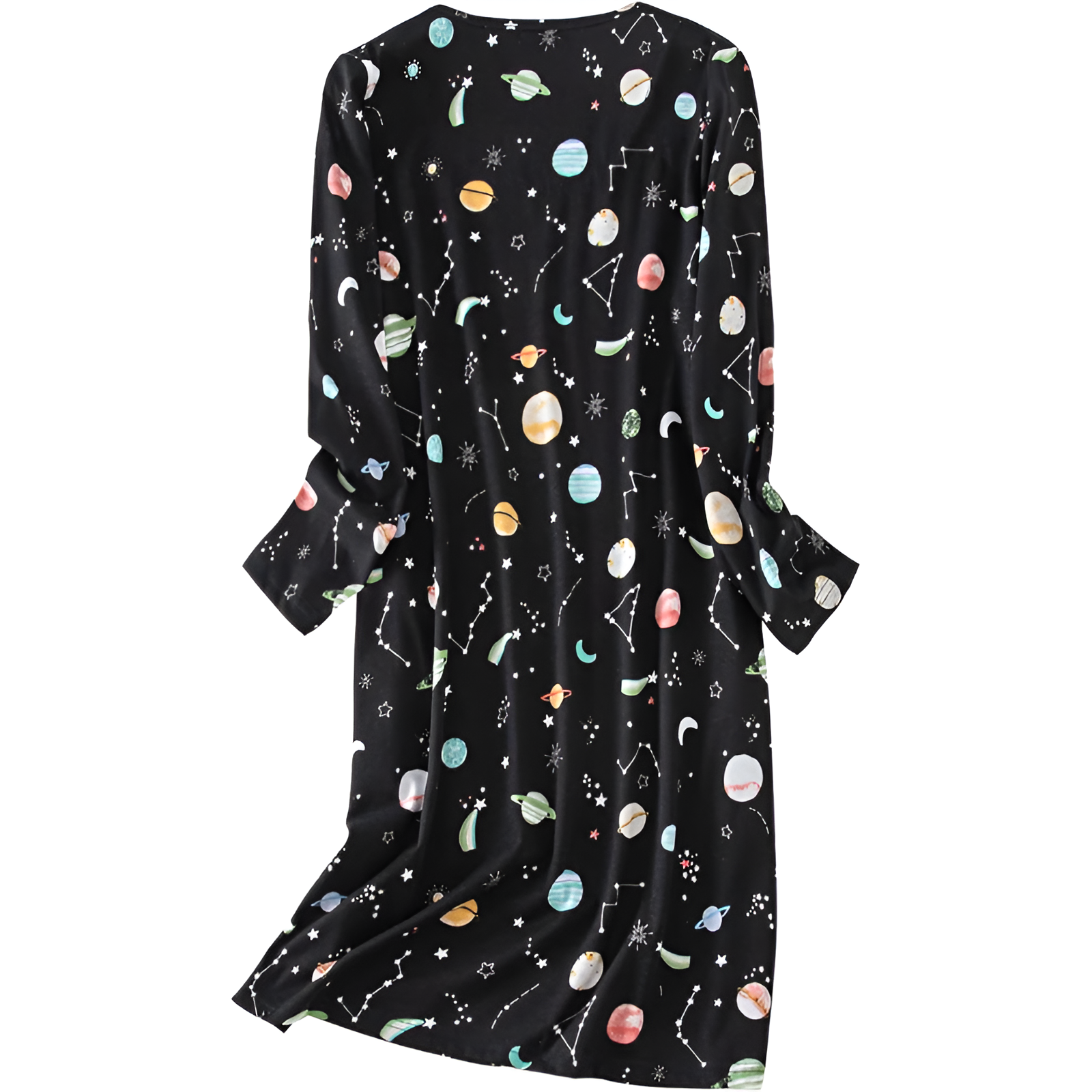 Printed Long Sleeve Nightgown House Dress For Women