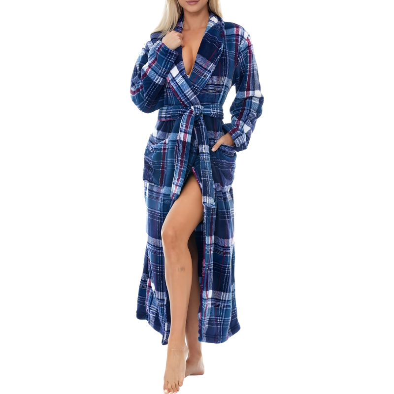 Long Plush Fleece Winter Bathrobe For Women