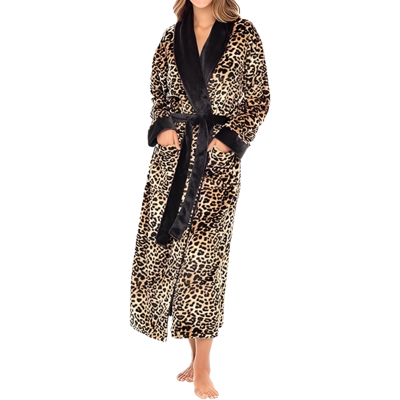 Long Plush Fleece Winter Bathrobe For Women