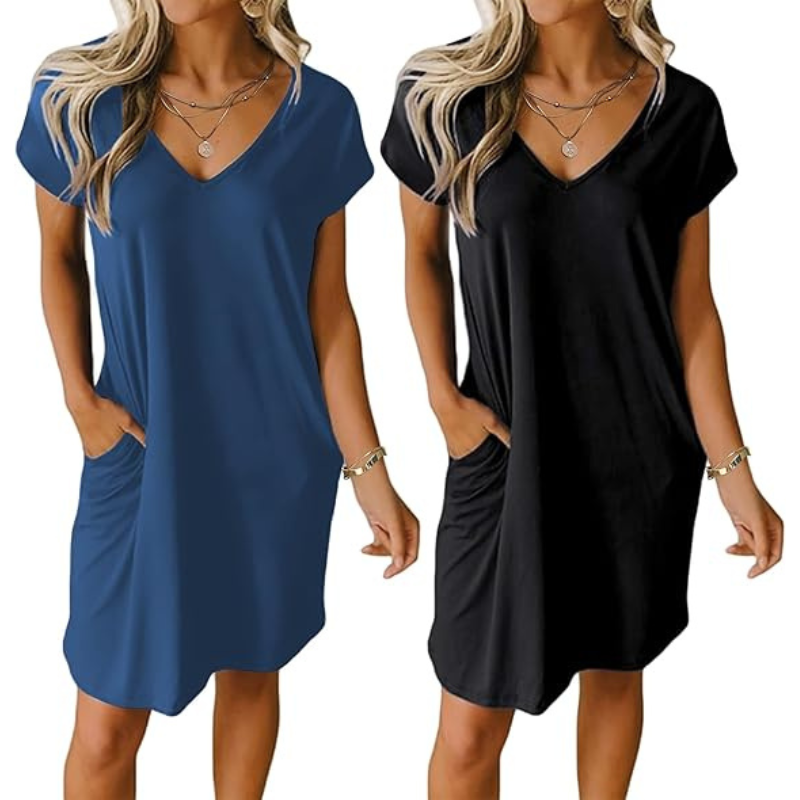 2 Pack Of Short Sleeve Nightgown Sleep Dress For Women