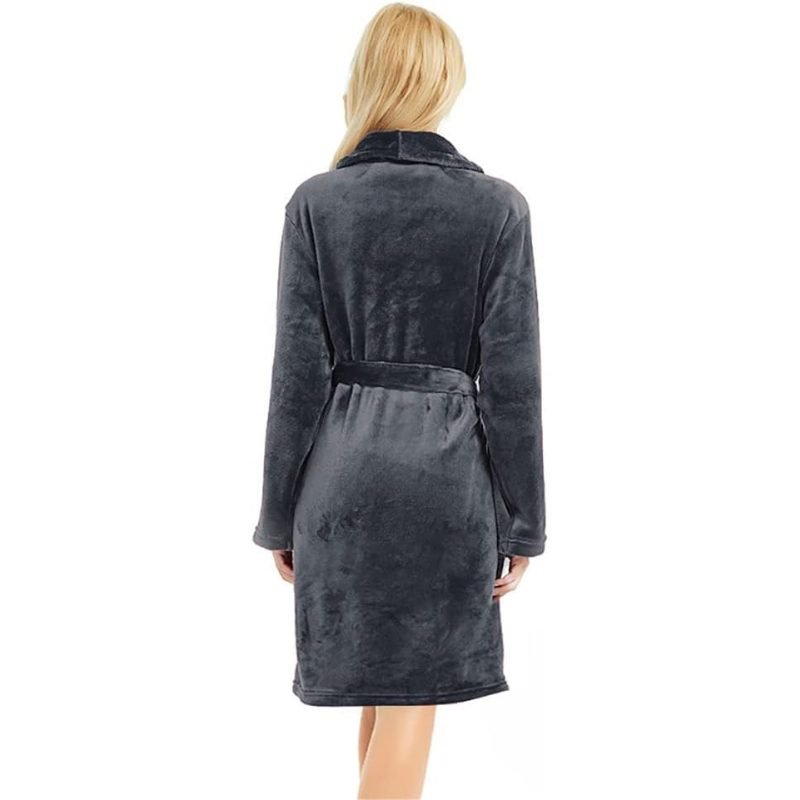 Soft Fleece Bathrobe With Pockets For Women