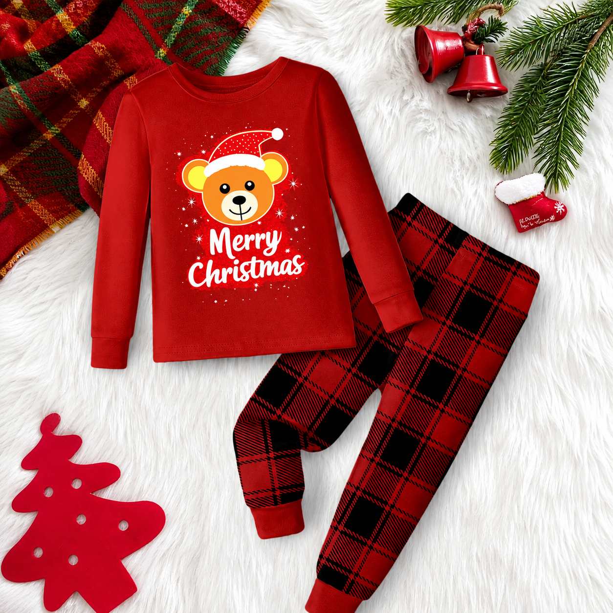 Glow In The Dark Snowman And Snowflake Christmas Pajama Set For Infant Boys