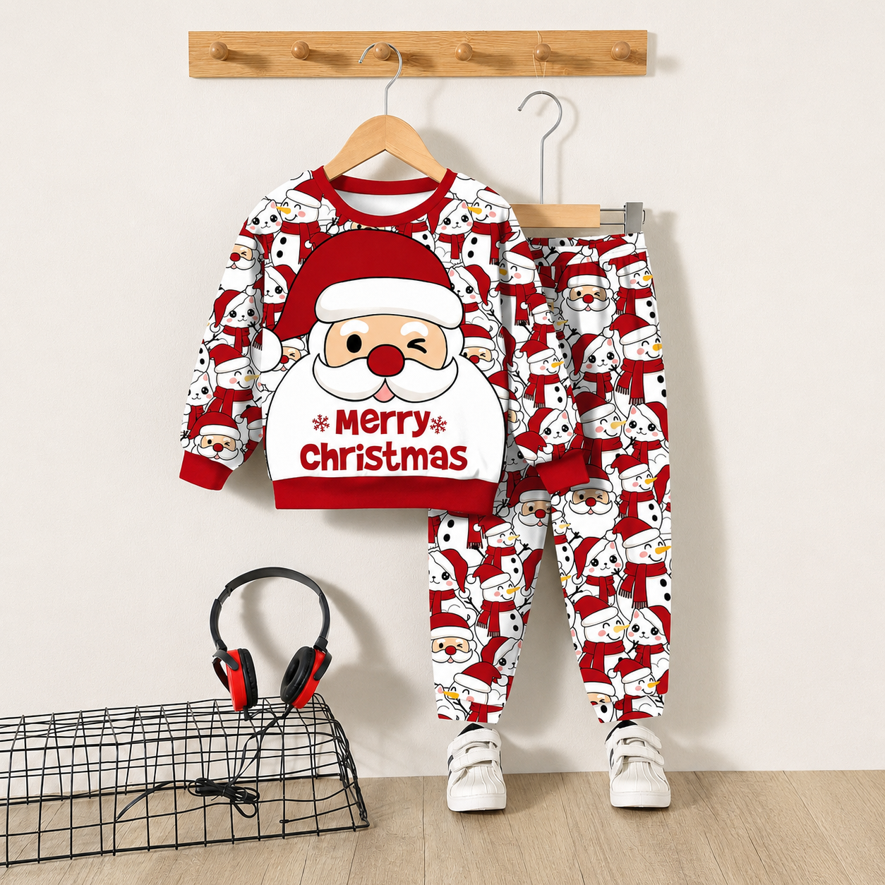 2 Pieces Casual Christmas Sweatshirt And Pant Set For Boys