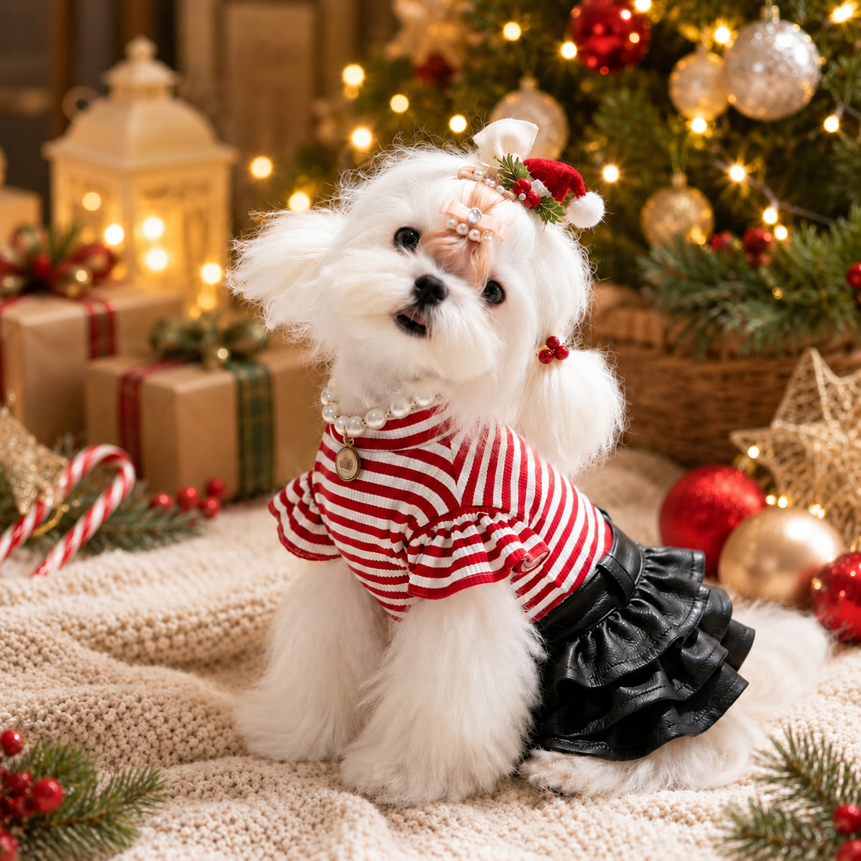 Handmade Christmas Skirt For Small Dogs And Cats