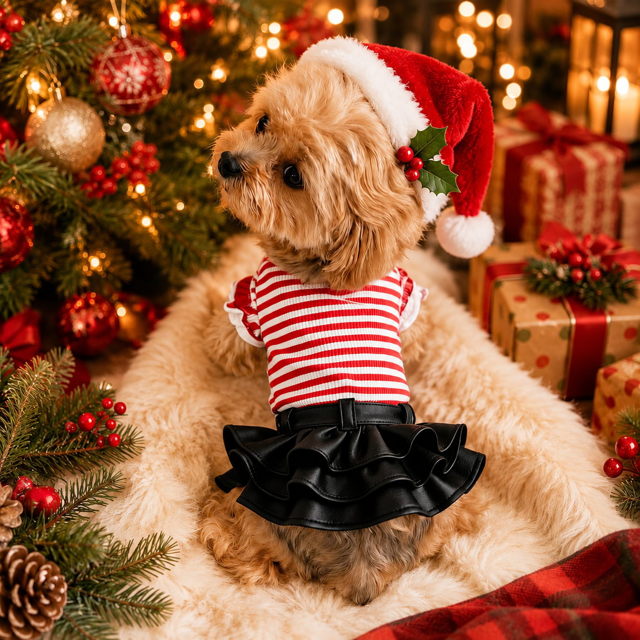 Handmade Christmas Skirt For Small Dogs And Cats
