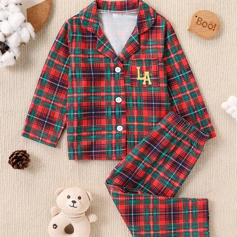 Christmas Plaid Long Sleeve Family Matching Pajamas SetChristmas Plaid Long Sleeve Family Matching Pajamas Set - Image 3