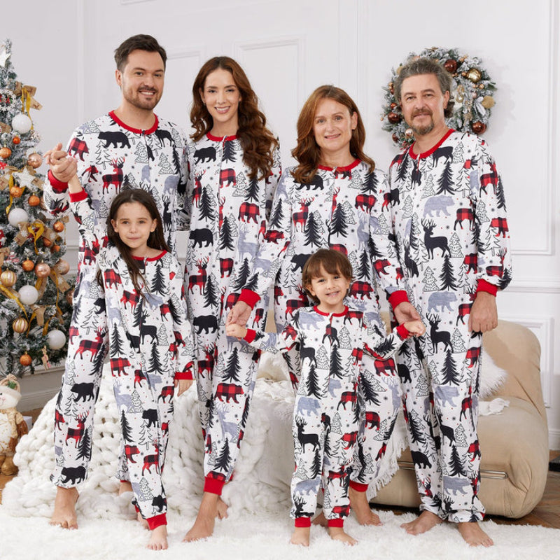 Christmas Family Matching Allover Print Zipper Onesies