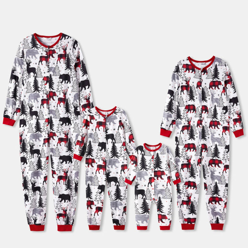 Christmas Family Matching Allover Print Zipper Onesies
