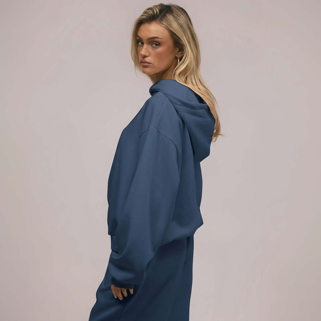 Two Piece Oversized Hoodie And Loose Fit Sweatpants Set With Pockets For Women