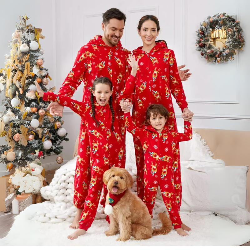 Family Matching Allover Deer Print Hooded Onesies
