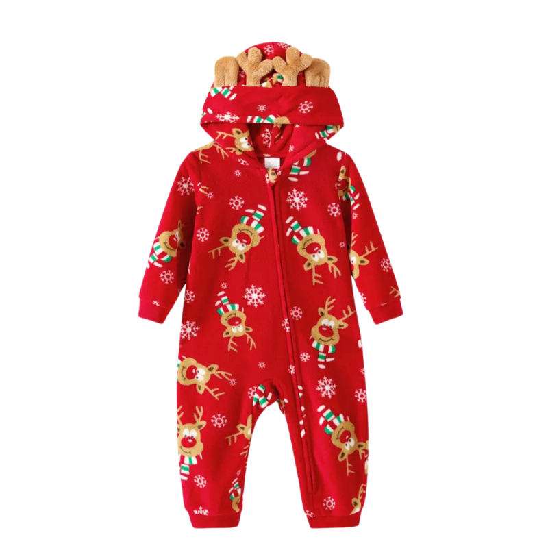 Family Matching Allover Deer Print Hooded OnesiesFamily Matching Allover Deer Print Hooded Onesies - Image 3