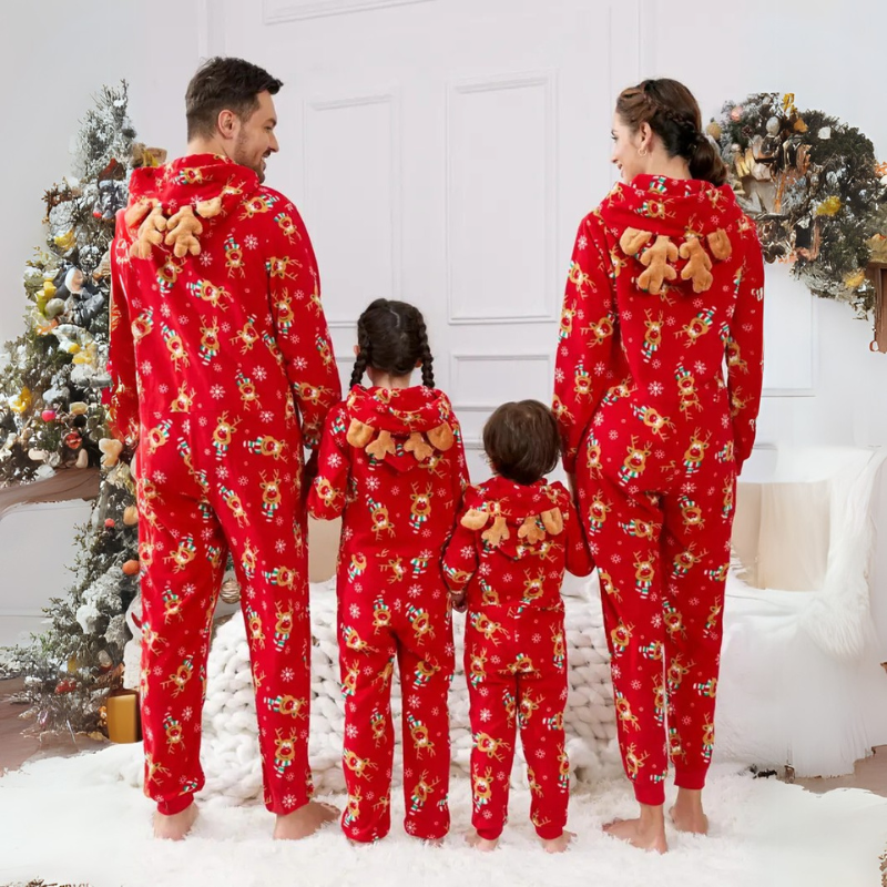 Family Matching Allover Deer Print Hooded OnesiesFamily Matching Allover Deer Print Hooded Onesies - Image 4