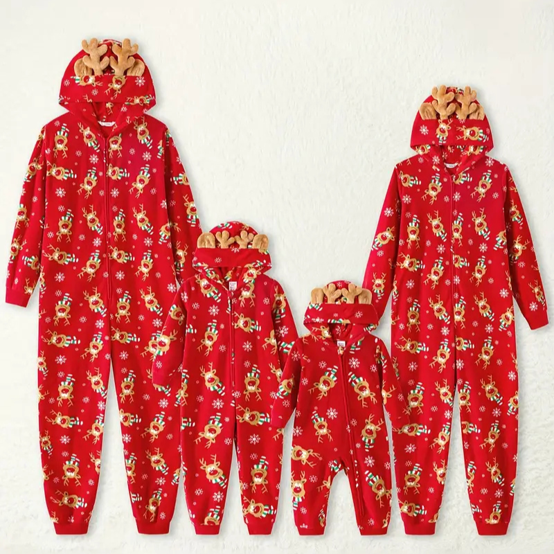Family Matching Allover Deer Print Hooded Onesies