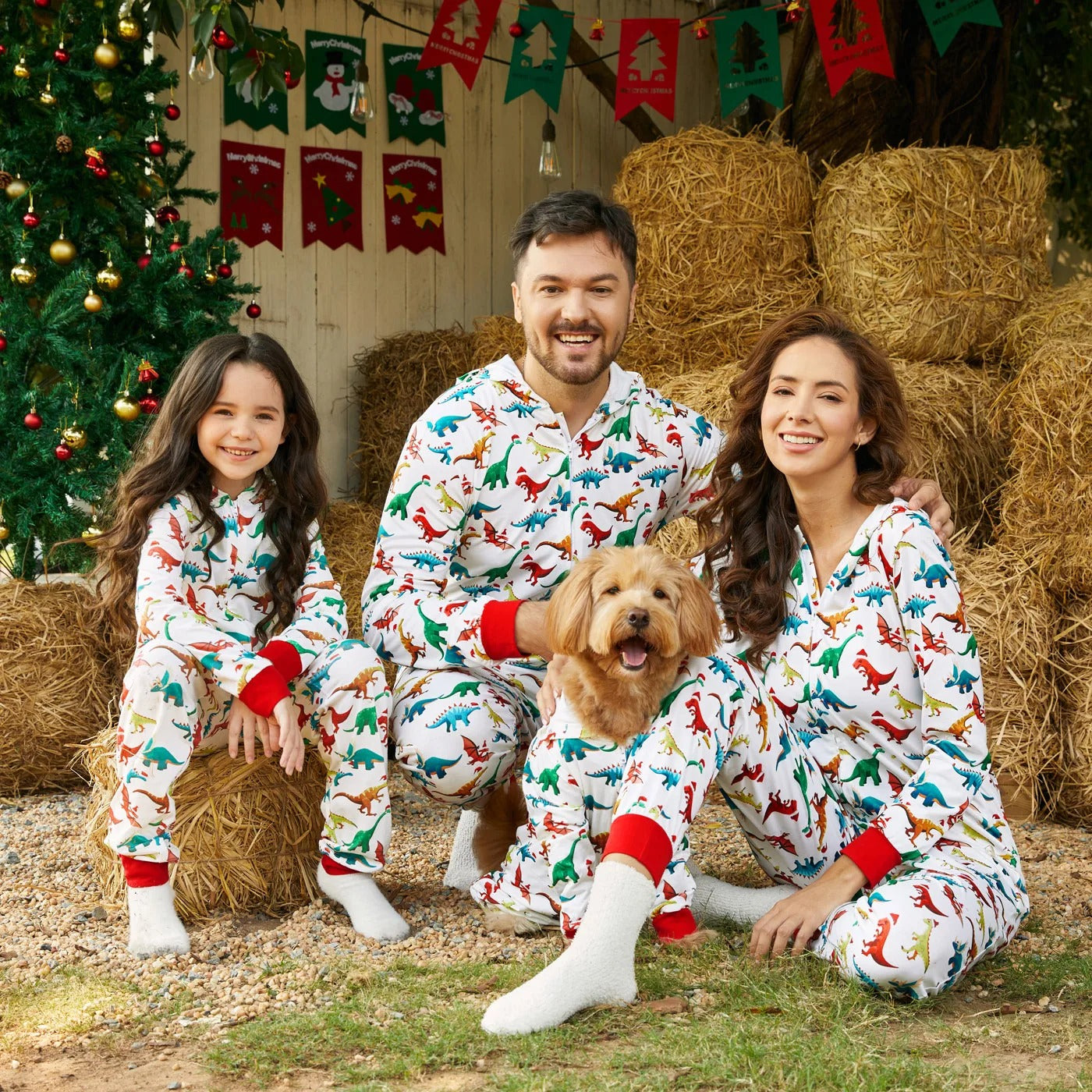 Family Matching Dinosaur Christmas Onesie Pajama SetFamily Matching Dinosaur Christmas Onesie Pajama Set - Image 4