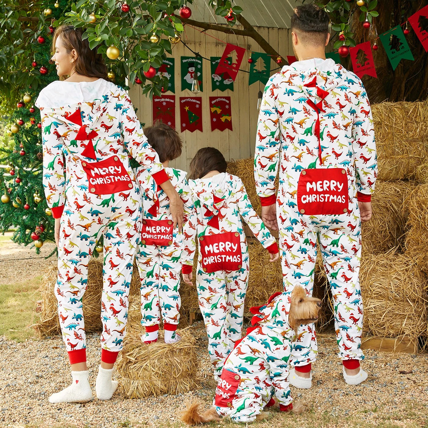 Family Matching Dinosaur Christmas Onesie Pajama SetFamily Matching Dinosaur Christmas Onesie Pajama Set - Image 6