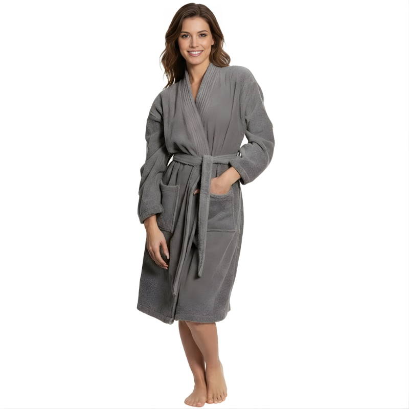 Soft Turkish Terry Cloth Kimono Design Bathrobe For Women