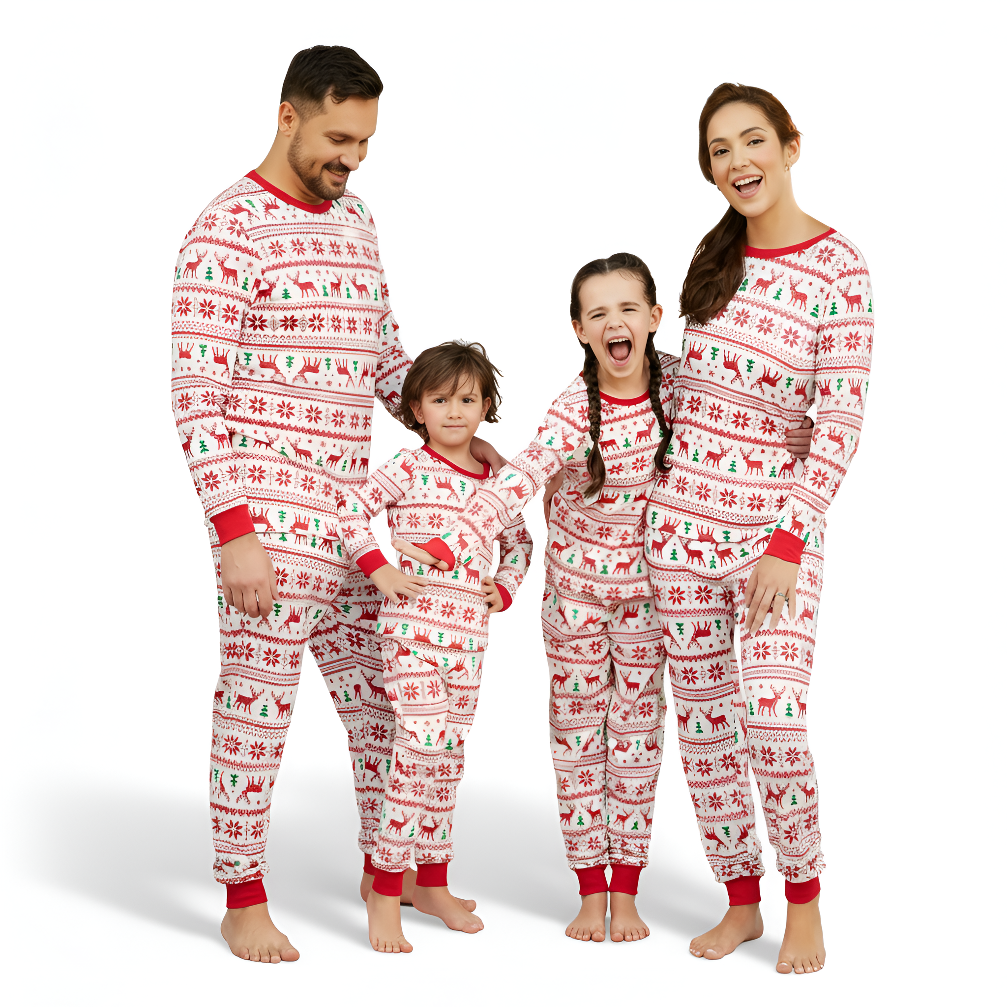 Reindeer And Snowflake Printed Cozy Family Matching Christmas Pajama Set