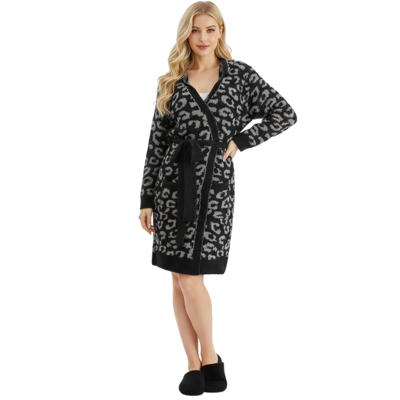 Lightweight Hooded Wrap Design Bathrobe For Women