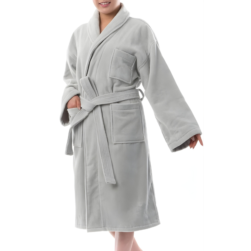 Soft Terry Bathrobe With Shawl Collar And Belt