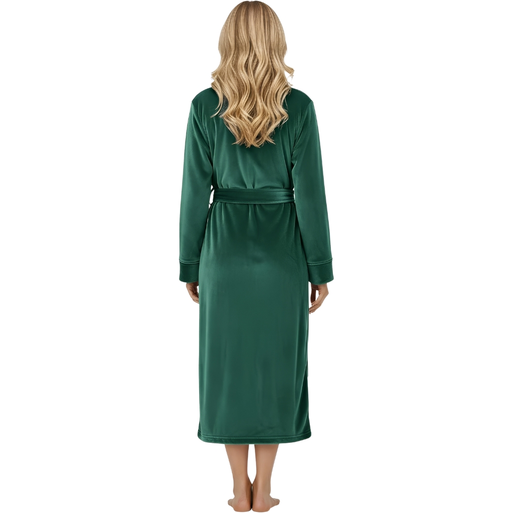 Plush Fleece Long Bath Robe With Shawl Collar And Belt For Women