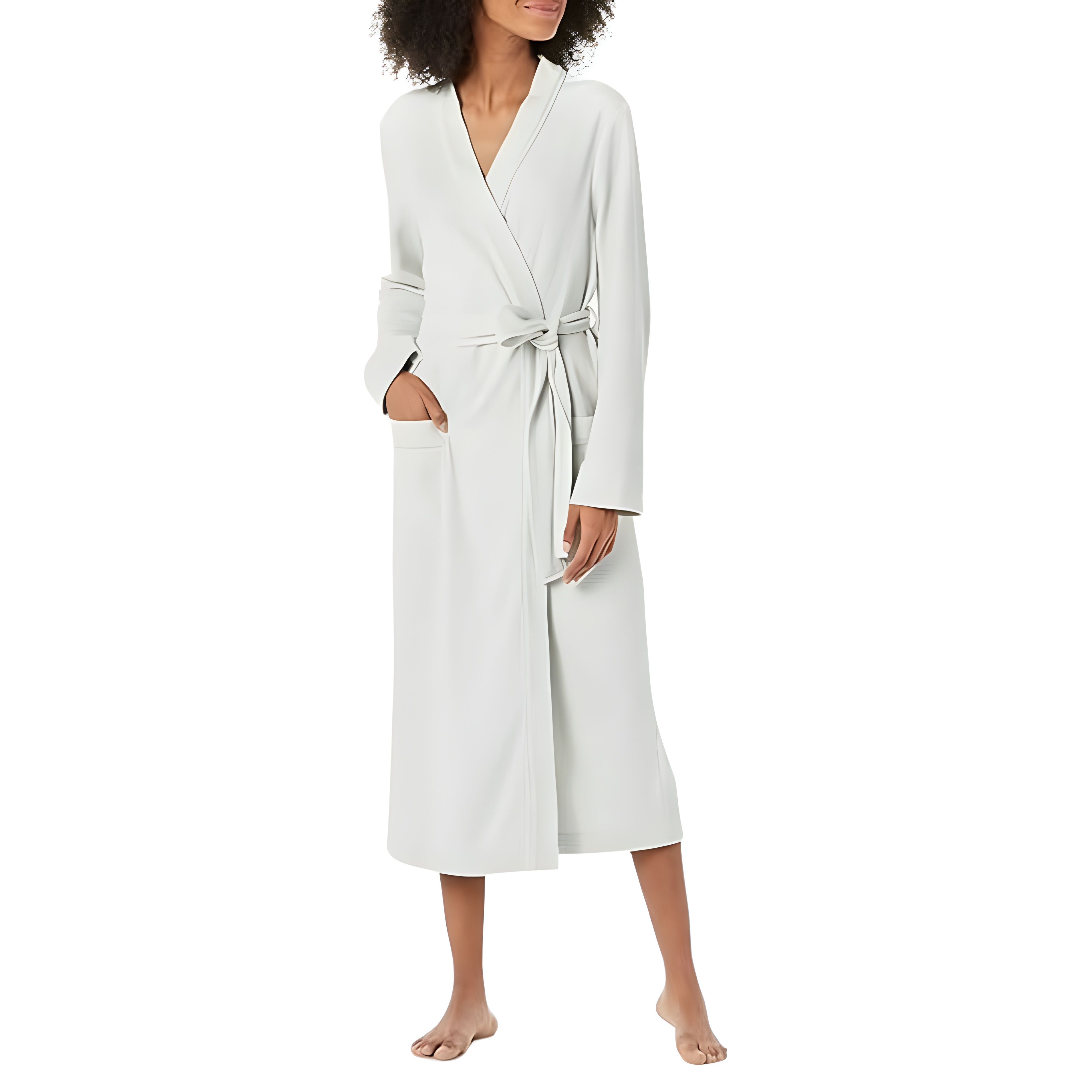 Lightweight Waffle Knit Full Length Bathrobe Home Wear For Women