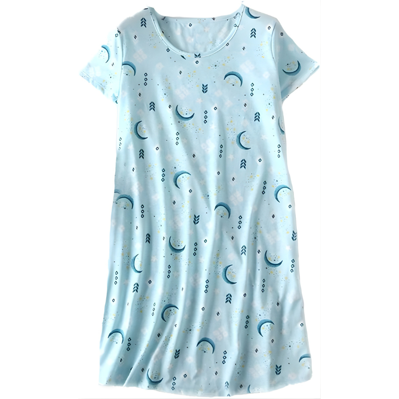 Casual Nightgown Sleepwear With Short Sleeves And Sheep Print For Women