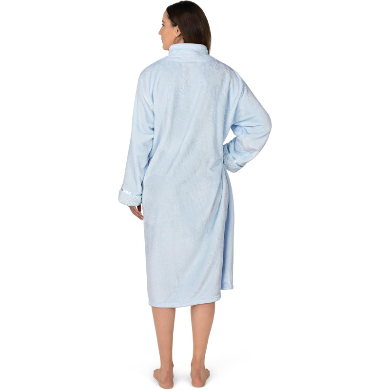 Cozy Zip Up Front Bathrobe With Soft Fleece For Women