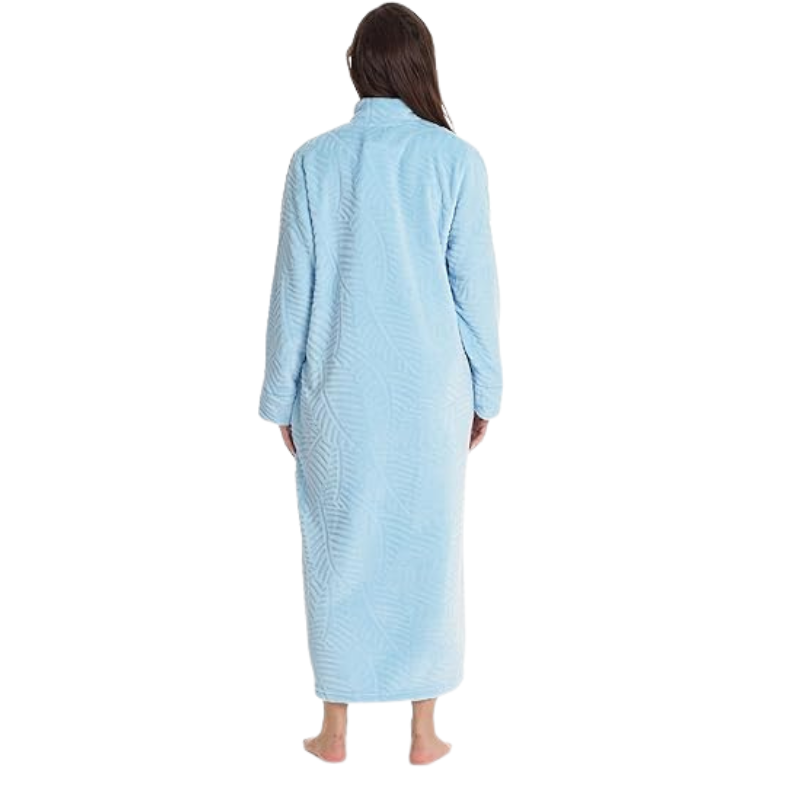 Plush Front Zipper Robe For Women