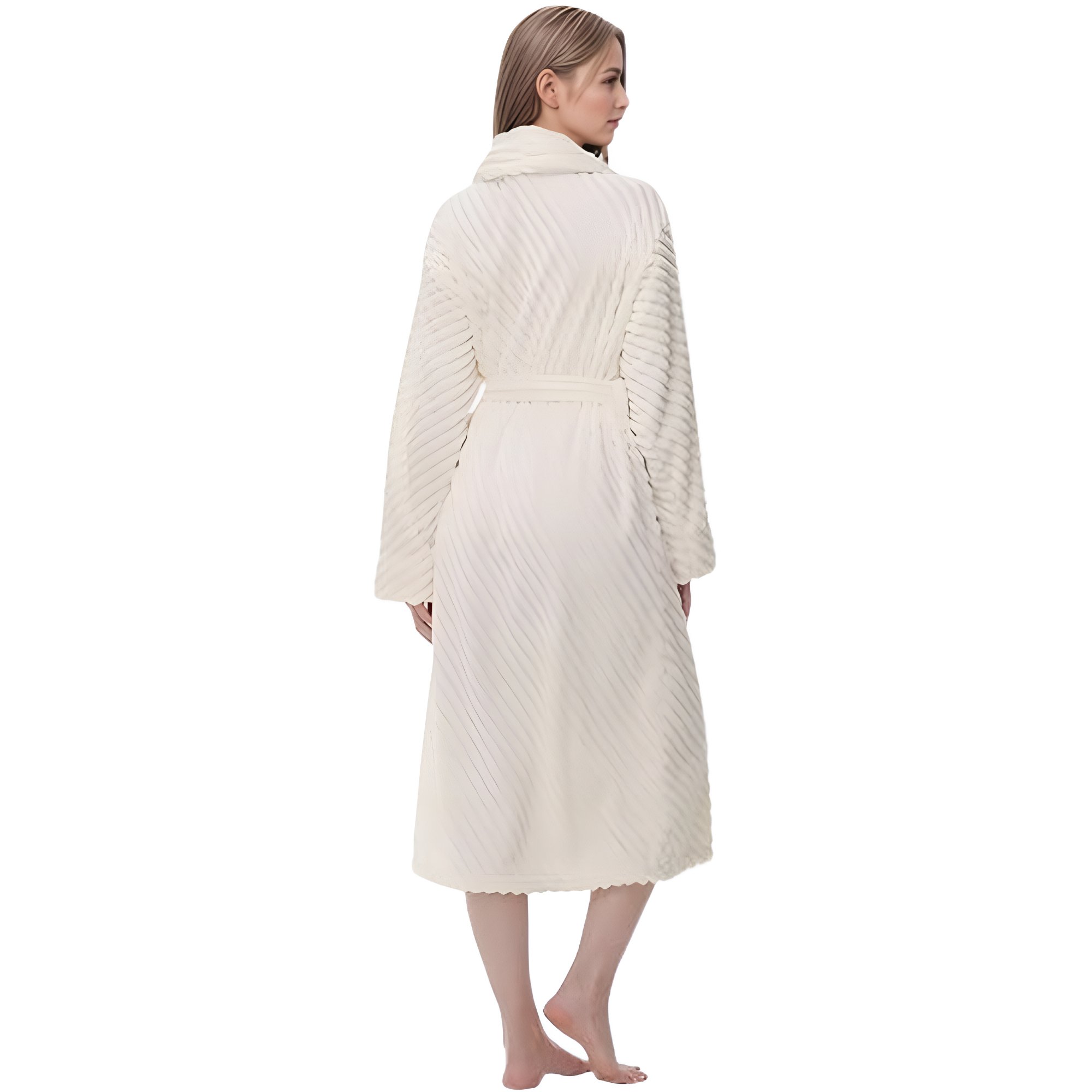 Soft Plush Fleece Long Bathrobe For Women Home Lounge