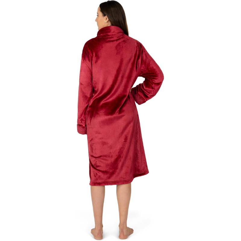 Cozy Zip Up Front Bathrobe With Soft Fleece For Women